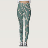 Modern marmeren patroon roze en turquoise l Leuk Leggings (Voorkant)