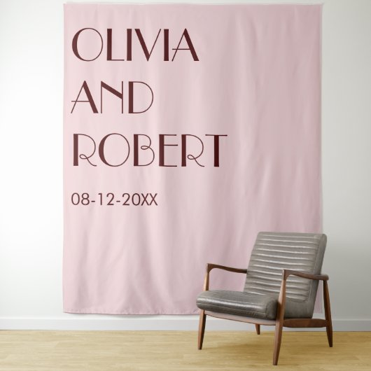 Modern maroon bord roze esthetische bruiloft achte wandkleed (In situ)