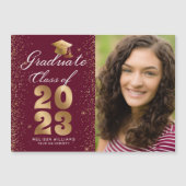 Modern Maroon Gold Script Pet Glitter Photo Afstud (Voorkant)