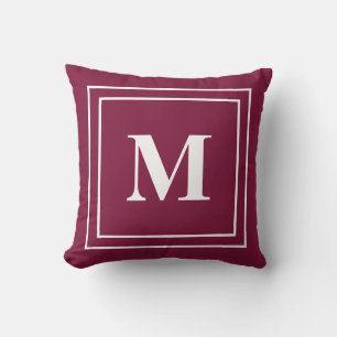 Modern Maroon Red Monogram Kussen