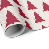 Modern Maroon Trees Pattern op Faux Beige Canvas Cadeaupapier (Rol Hoek)