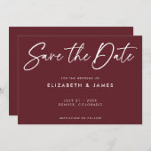 Modern maroon Wedding Save the Date Invitation Kaart (Voorkant / Achterkant)