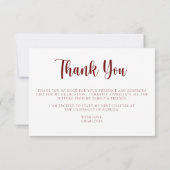 Modern Maroon Wit Afstuderen Dank u kaart (Achterkant)