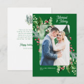 Modern Married & Merry huwelijksaankondiging Bedankkaart (Voorkant / Achterkant)