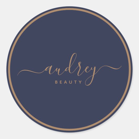 modern marvy blue gold Signature Ronde Sticker (Voorkant)