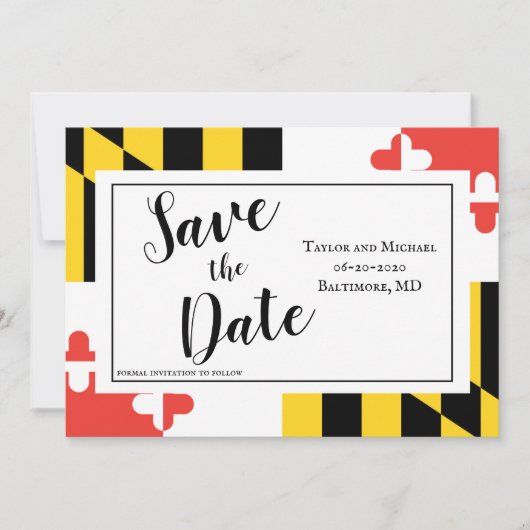 Modern Maryland Flag Save The Date (Voorkant)