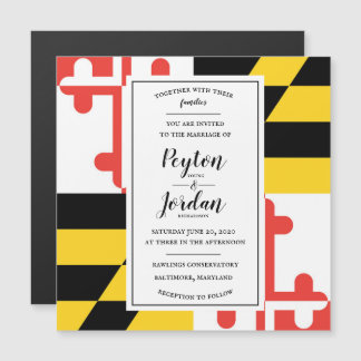Modern Maryland Flag Wedding Magnetic Uitnodiging