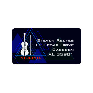 Modern & Masculine Navy Blue Music Violin Designer Etiket