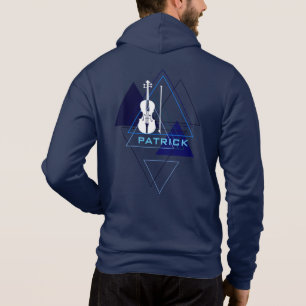 Modern & Masculine Navy Blue Music Violin Designer Hoodie