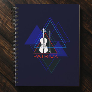 Modern & Masculine Navy Blue Music Violin Designer Notitieboek