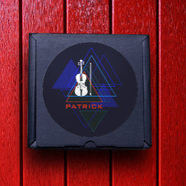 Modern & Masculine Navy Blue Music Violin Designer Ronde Sticker