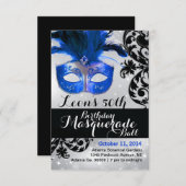Modern Masquerade Ball Invitation Kaart (Voorkant / Achterkant)