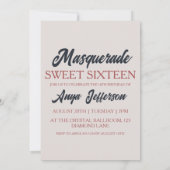 Modern Masquerade Sweet 16 Uitnodigingen (Achterkant)
