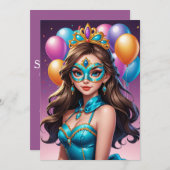 Modern Masquerade Sweet 16 Uitnodigingen (Voorkant / Achterkant)