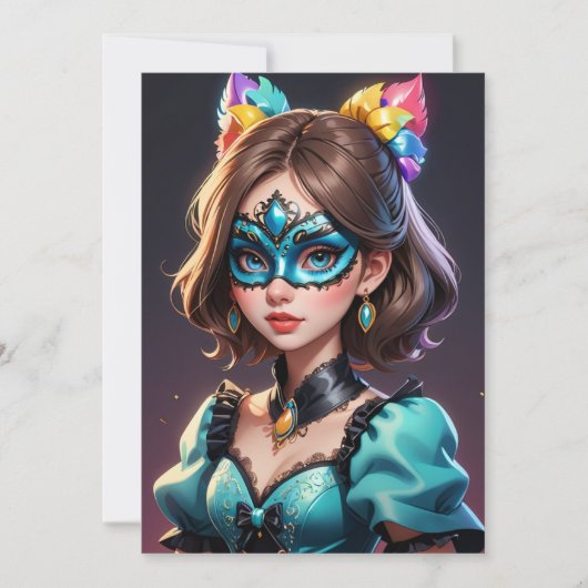 Modern Masquerade Sweet 16 Uitnodigingen (Voorkant)