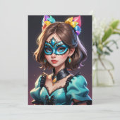 Modern Masquerade Sweet 16 Uitnodigingen (Staand voorkant)