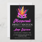 Modern Masquerade Sweet 16 Uitnodigingen (Voorkant)