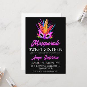Modern Masquerade Sweet 16 Uitnodigingen