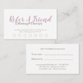 Modern Massage Therapist Script Blush Pink Klantenkaartje (Voorkant / Achterkant)