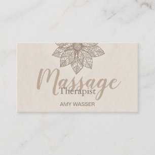 Modern Massage Therapist Script Lotus Flower Visitekaartje