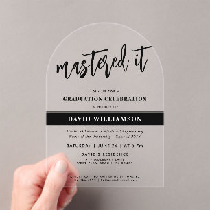 Modern Master's Degree Afstuderen Beheerde het Acryl Uitnodigingen