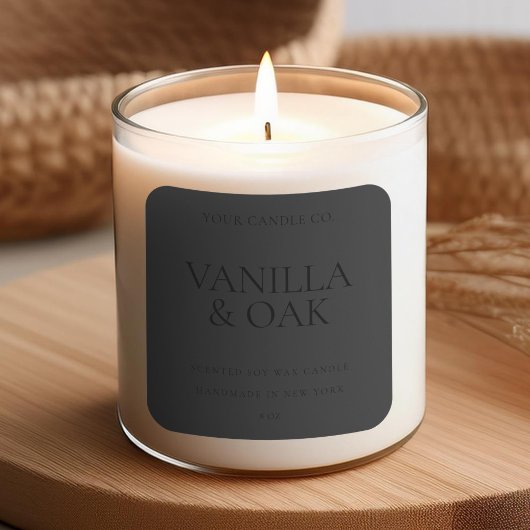 Modern Mat Zwart Minimal Candle Label