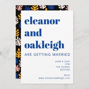 Modern Matisse Botanical Blue Wedding Kaart