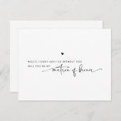 Modern Matron of Honor Black White proposal Kaart (Voorkant / Achterkant)