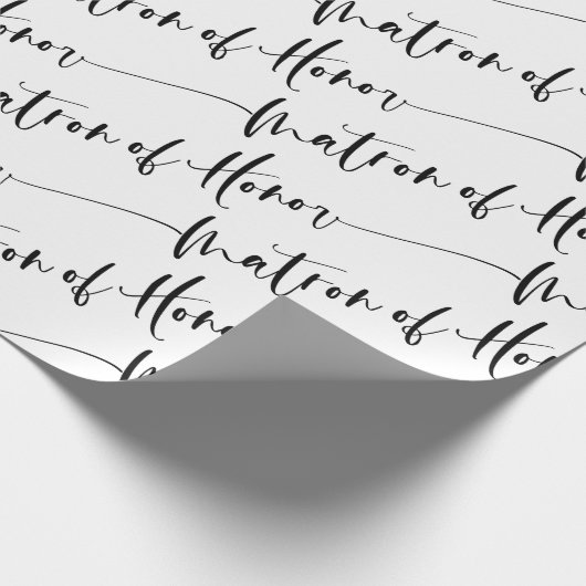 Modern Matron van Honor Wrapping Paper Black White Cadeaupapier (Hoek)