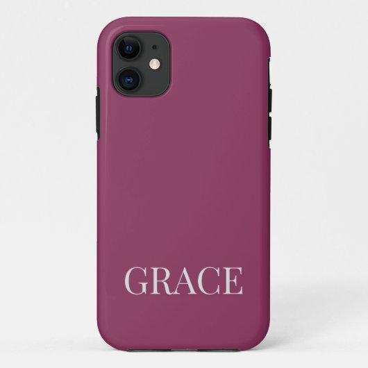 Modern Mauve Berry Personalized Name Custom Case-Mate iPhone Case (Achterkant)