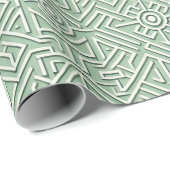 Modern Maze Sage Green Cadeaupapier (Rol Hoek)