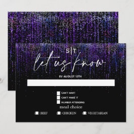 Modern Meal Choice RSVP Edgy Paarse Glitter Kaart