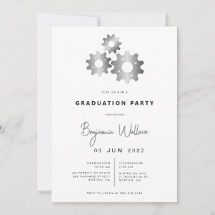 Modern Mechanical Engineer Graduation Party Invite Kaart