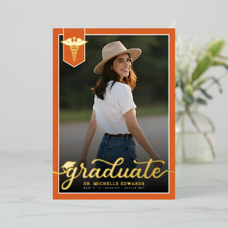 Modern Medical School Graduate Photo Graduation Folie Uitnodiging