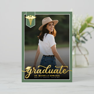 Modern Medical School Graduate Photo Graduation Folie Uitnodiging