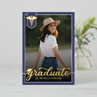 Modern Medical School Graduate Photo Graduation Folie Uitnodiging