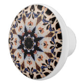 Modern Medieval Mandala Mosaic Tile Cream Blue Keramische Knop (Rechts)