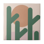 Modern medio-cactus Art Earthy Patroon Tegeltje (Voorkant)