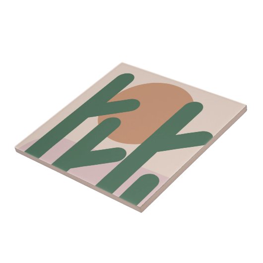 Modern medio-cactus Art Earthy Patroon Tegeltje (Zijkant)