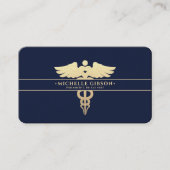 Modern Medisch Professioneel Monogram Caduceus Bla Visitekaartje (Voorkant)