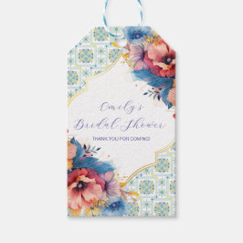 Modern Mediterraan Blauw Patroon Kust Cadeaulabel