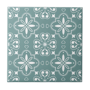 Modern mediterraan Blauwgroen groen wit patroon Tegeltje