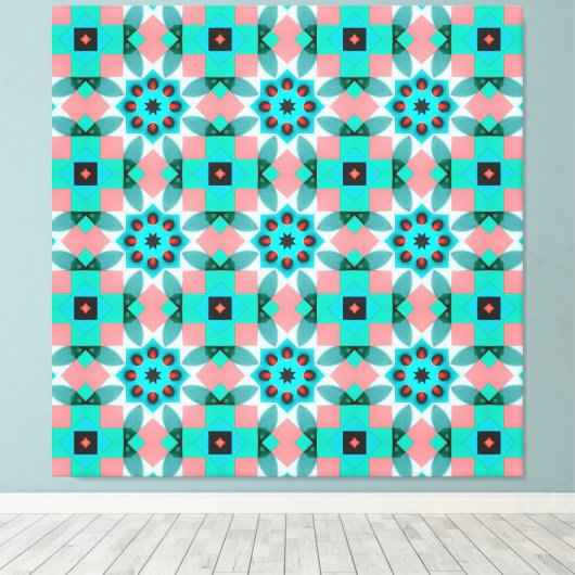 Modern Mediterranean Star Tile Pattern Accent Pill Canvas Afdruk (Insitu (Houten vloer))