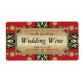 Modern medium-eval Wedding Red Gold WineLabels Etiket (Voorkant)