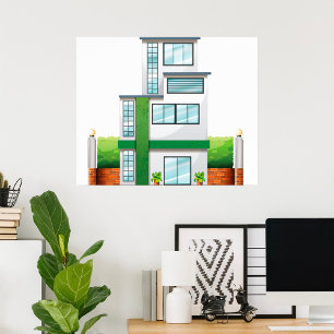 Modern Meergezinshuis Hedenlandsige Woonst Poster
