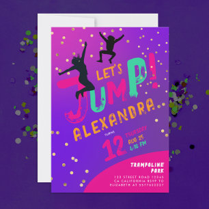 Modern Meisje met Paarse Roze Trampoline Springen  Kaart