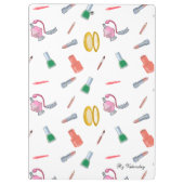 Modern  meisje met rode chic klembord (Achterkant)