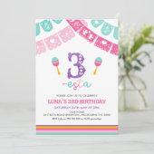 Modern Meisjes Drie-esta 3de Verjaardag  Kaart (Staand voorkant)