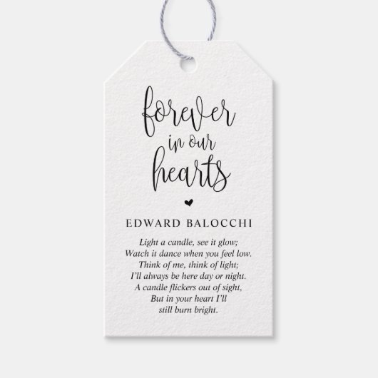 Modern, Memorial Candle, Funeral Service Label Cadeaulabel (Voorkant)