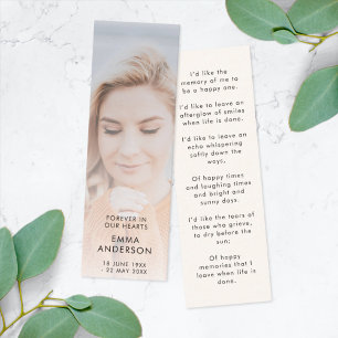 Modern Memorial Funeral Poem Mini Bladwijzer Kaa Visitekaartje